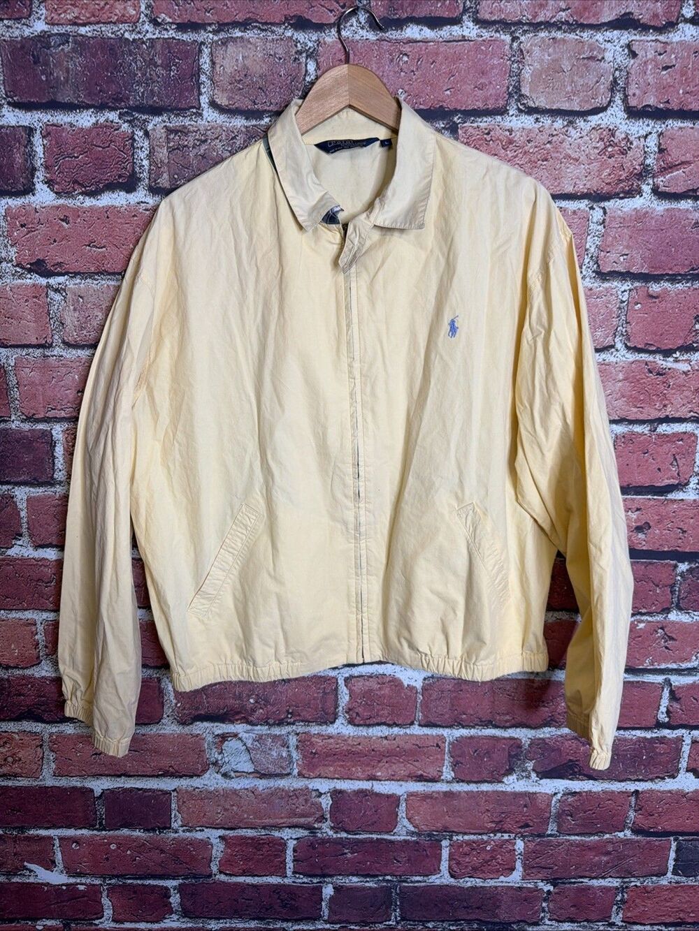 Vintage 80s Polo Ralph Lauren Yellow Harrington Bomber Jacket Mens Sz L USA Tag